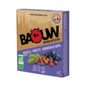 Baouw Étui 3 barres nutritionnelles bio – Myrtille sauvage – Noisette – Bourgeon de sapin