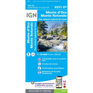 Carte IGN Monte d’Oro Monte Rotondo 4251OT