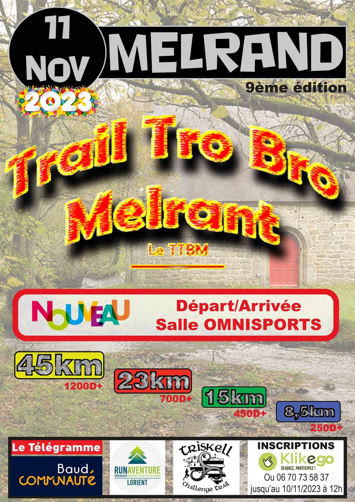 Affiche Trail Tro Bro Melrant 2023