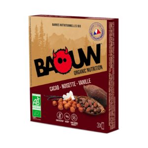Baouw Étui 3 barres nutritionnelles bio – Cacao – Noisette – Vanille
